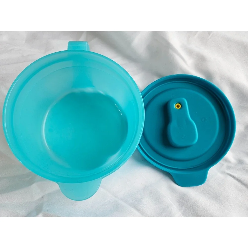 Tupperware Vent N Serve Microwaveable‎ Divided Container Peacock Blue EUC Handle